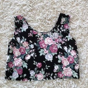 Vintage rose print crop top